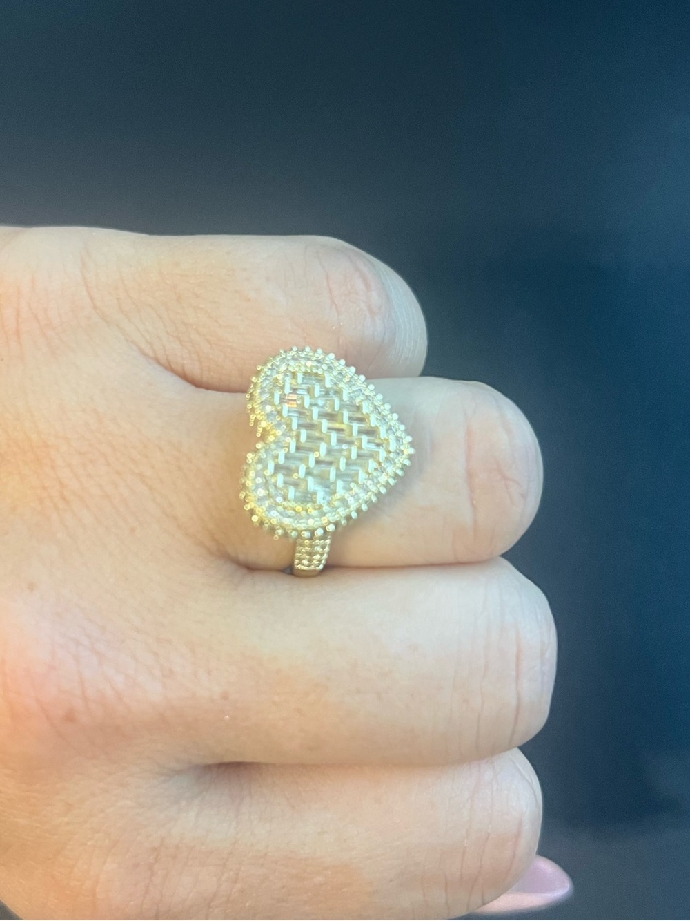 14K Gold Filled Woven Lattice Heart Statement Ring (Size 7)